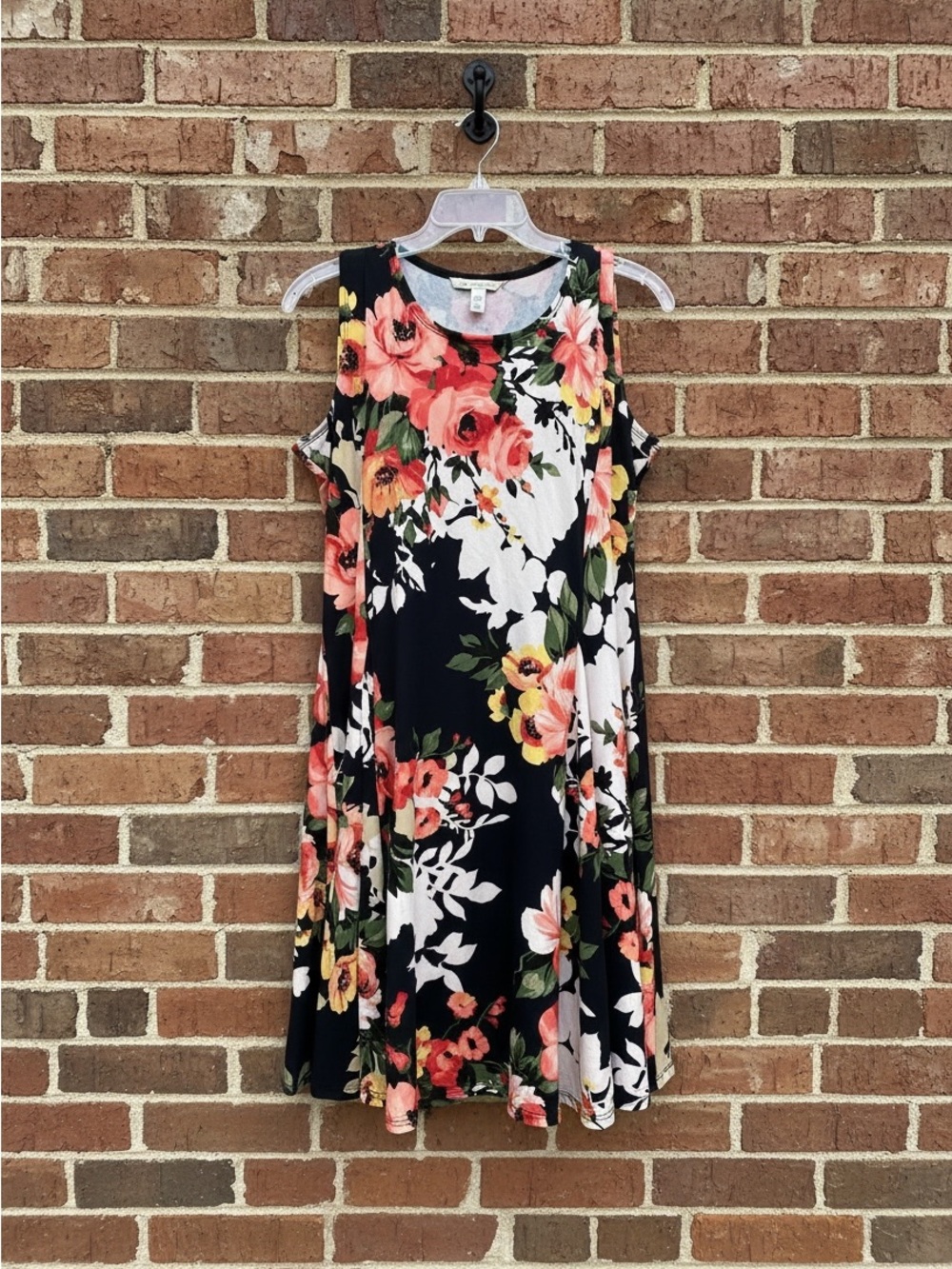 Tanjay Pink Floral Sleeveless Stretchy A Line Swing Dress Petite 16P